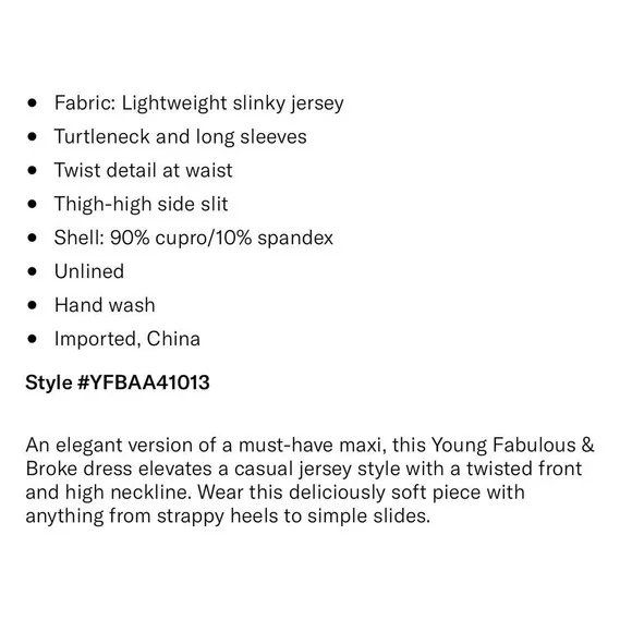 NWT Young Fabulous and Broke Size Large Long sleeve Jersey Madison Dress - Picture 6 of 6